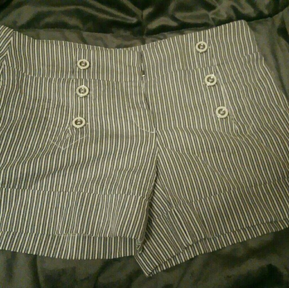 Blue and white striped shorts
